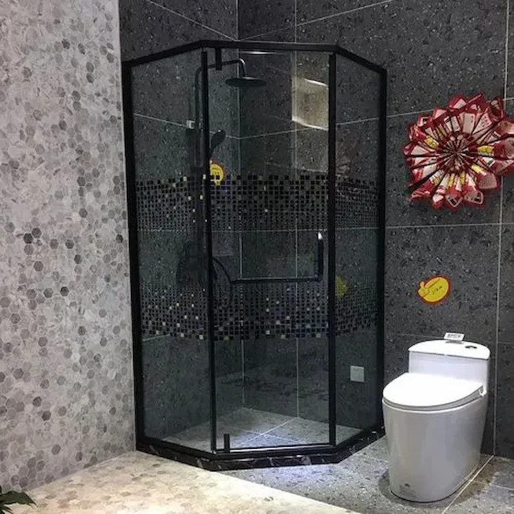 black walk in shower enclosure