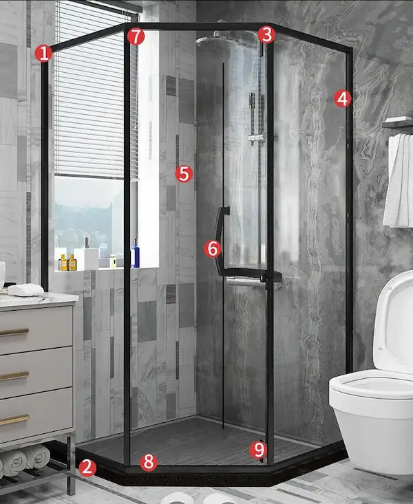 d shaped shower enclosure 900 x 770
