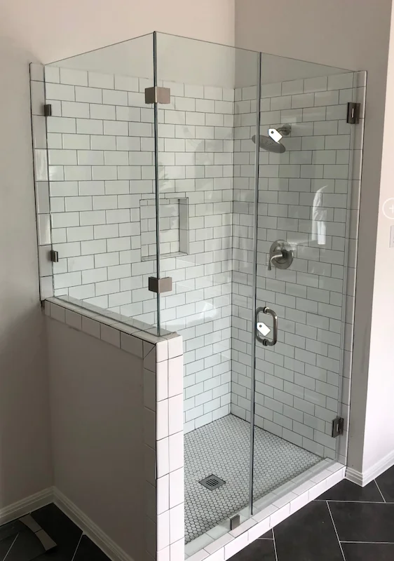 90 Degree glass Shower Enclosure with Half Wall - Crown Shower